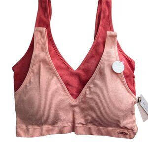 Two Danskin Intimates Seamless Padded Bras Pink & Coral Women's Size XL